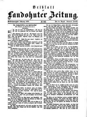 Landshuter Zeitung. Beiblatt zur Landshuter Zeitung (Landshuter Zeitung) Sonntag 31. August 1873