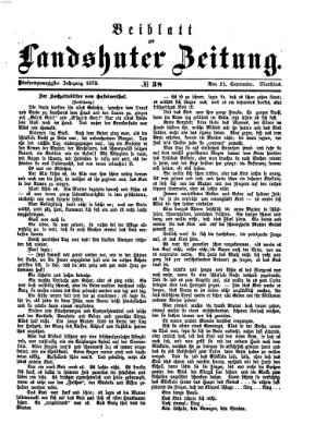 Landshuter Zeitung. Beiblatt zur Landshuter Zeitung (Landshuter Zeitung) Sonntag 21. September 1873