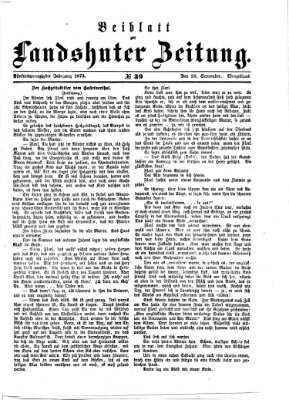 Landshuter Zeitung. Beiblatt zur Landshuter Zeitung (Landshuter Zeitung) Sonntag 28. September 1873