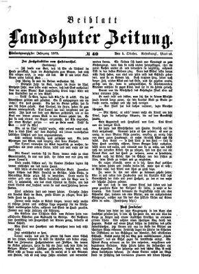 Landshuter Zeitung. Beiblatt zur Landshuter Zeitung (Landshuter Zeitung) Sonntag 5. Oktober 1873