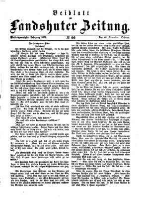 Landshuter Zeitung. Beiblatt zur Landshuter Zeitung (Landshuter Zeitung) Sonntag 16. November 1873