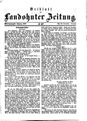 Landshuter Zeitung. Beiblatt zur Landshuter Zeitung (Landshuter Zeitung) Sonntag 23. November 1873