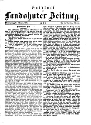 Landshuter Zeitung. Beiblatt zur Landshuter Zeitung (Landshuter Zeitung) Sonntag 21. Dezember 1873