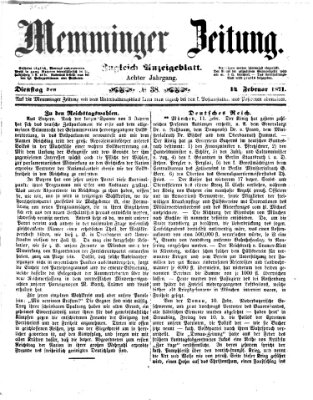 Memminger Zeitung Dienstag 14. Februar 1871