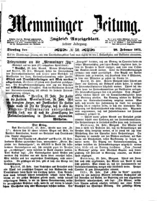 Memminger Zeitung Dienstag 28. Februar 1871