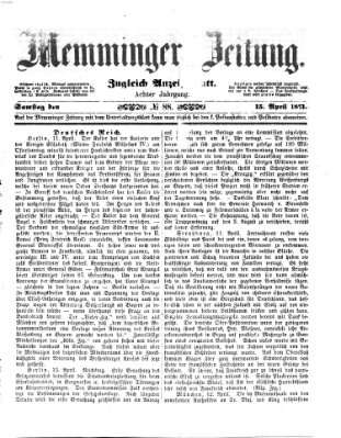 Memminger Zeitung Samstag 15. April 1871