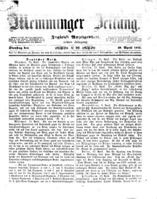 Memminger Zeitung Dienstag 18. April 1871