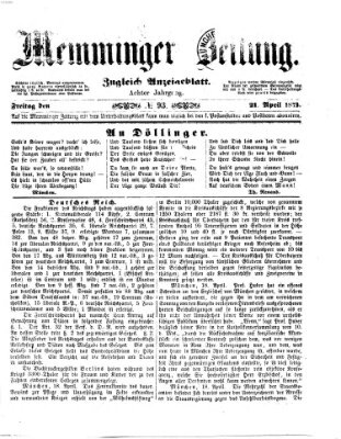 Memminger Zeitung Freitag 21. April 1871