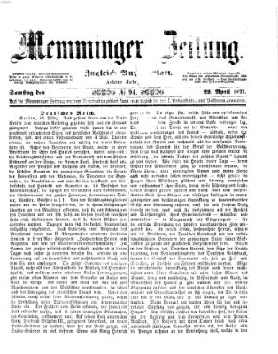 Memminger Zeitung Samstag 22. April 1871