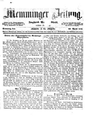 Memminger Zeitung Sonntag 23. April 1871