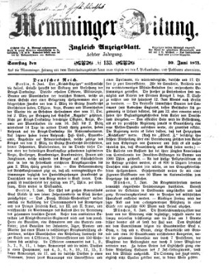 Memminger Zeitung Samstag 10. Juni 1871