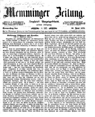 Memminger Zeitung Donnerstag 15. Juni 1871