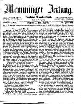 Memminger Zeitung Donnerstag 22. Juni 1871