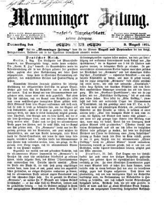 Memminger Zeitung Donnerstag 3. August 1871