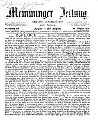 Memminger Zeitung Mittwoch 16. August 1871