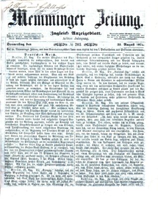 Memminger Zeitung Donnerstag 31. August 1871