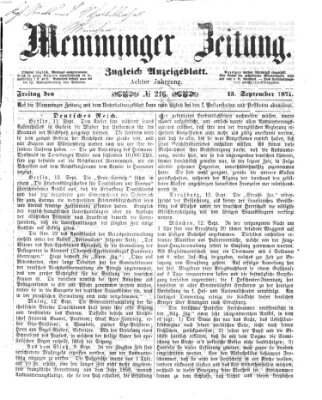 Memminger Zeitung Freitag 15. September 1871