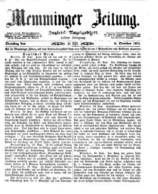 Memminger Zeitung Dienstag 3. Oktober 1871