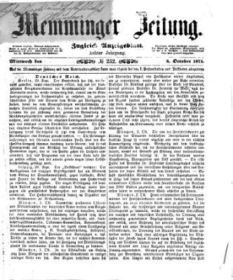 Memminger Zeitung Mittwoch 4. Oktober 1871