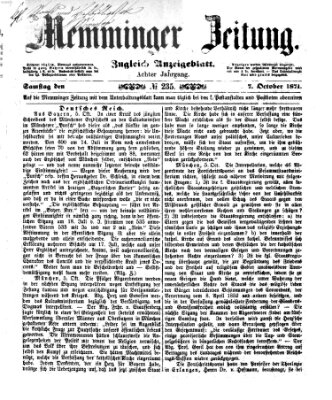 Memminger Zeitung Samstag 7. Oktober 1871