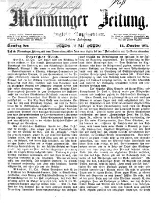 Memminger Zeitung Samstag 14. Oktober 1871