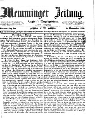 Memminger Zeitung Donnerstag 2. November 1871