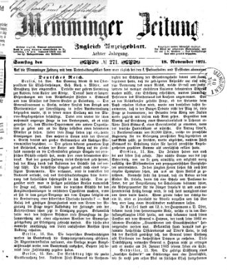 Memminger Zeitung Samstag 18. November 1871