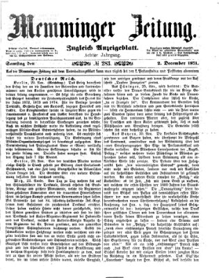 Memminger Zeitung Samstag 2. Dezember 1871