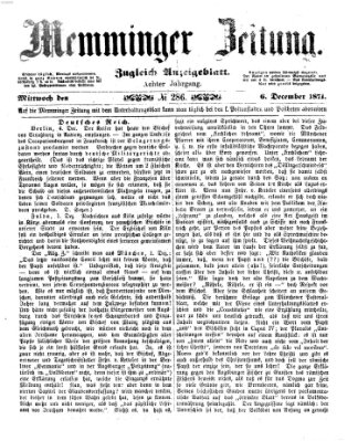 Memminger Zeitung Mittwoch 6. Dezember 1871