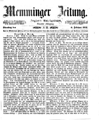 Memminger Zeitung Dienstag 6. Februar 1872