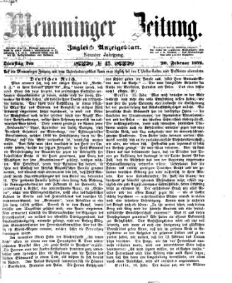 Memminger Zeitung Dienstag 20. Februar 1872