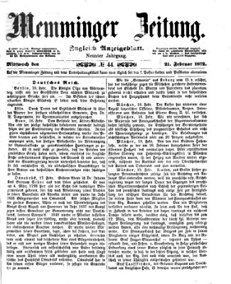 Memminger Zeitung Mittwoch 21. Februar 1872