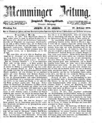 Memminger Zeitung Dienstag 27. Februar 1872