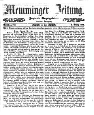 Memminger Zeitung Samstag 2. März 1872