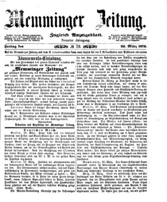 Memminger Zeitung Freitag 22. März 1872