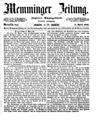 Memminger Zeitung Mittwoch 3. April 1872