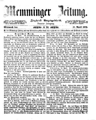 Memminger Zeitung Mittwoch 17. April 1872