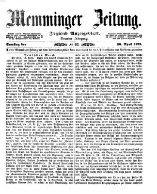 Memminger Zeitung Samstag 20. April 1872