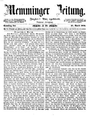 Memminger Zeitung Samstag 27. April 1872