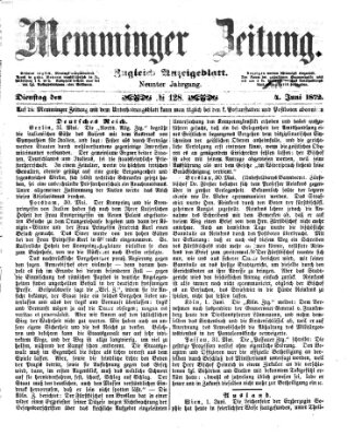 Memminger Zeitung Dienstag 4. Juni 1872