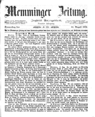 Memminger Zeitung Donnerstag 15. August 1872