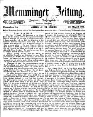 Memminger Zeitung Donnerstag 22. August 1872