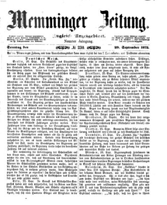 Memminger Zeitung Sonntag 29. September 1872