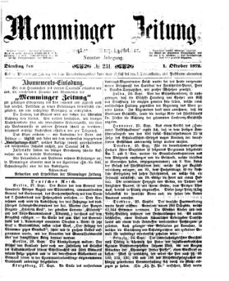 Memminger Zeitung Dienstag 1. Oktober 1872