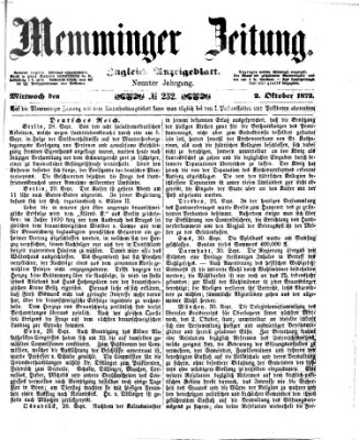 Memminger Zeitung Mittwoch 2. Oktober 1872