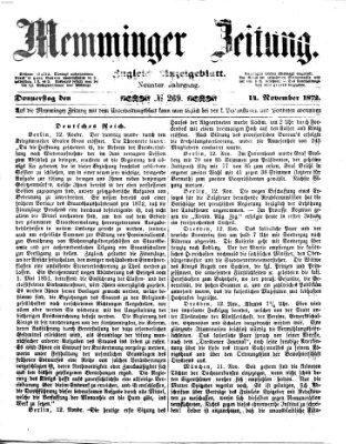 Memminger Zeitung Donnerstag 14. November 1872