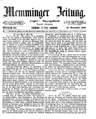 Memminger Zeitung Mittwoch 27. November 1872