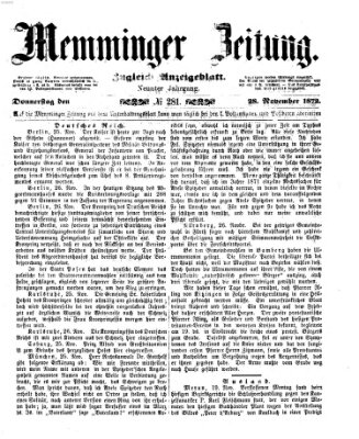 Memminger Zeitung Donnerstag 28. November 1872