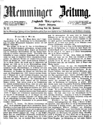 Memminger Zeitung Dienstag 21. Januar 1873