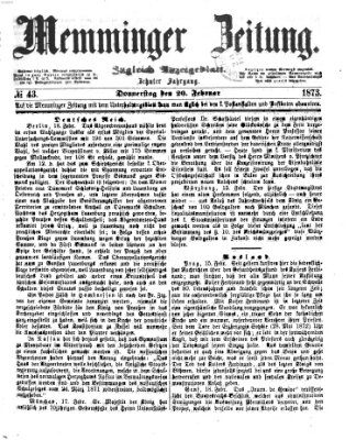 Memminger Zeitung Donnerstag 20. Februar 1873